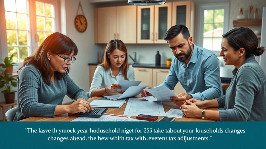 Une famille discutant de son budget 2025 autour d'une table de cuisine.