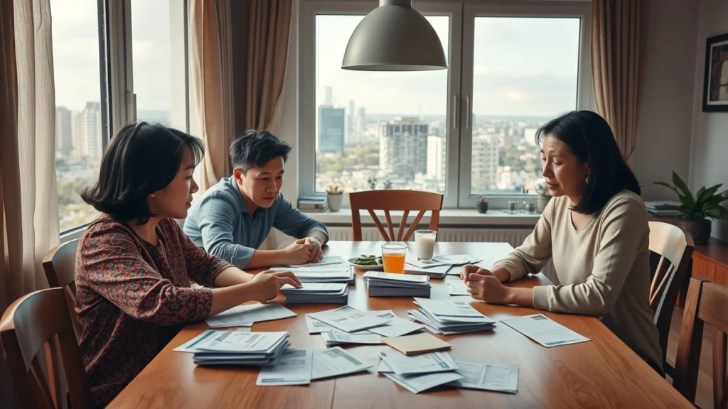 Une famille discutant de son budget face à l'augmentation des impôts.