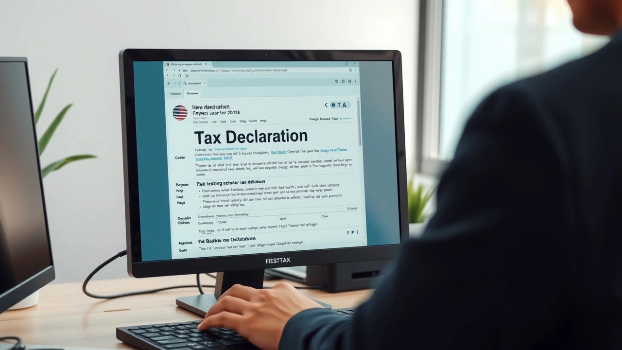 person corrige une declaration de revenus en ligne