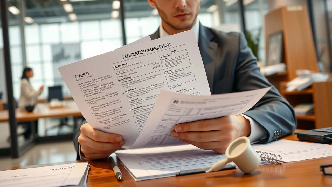 person examinant des documents fiscaux au bureau