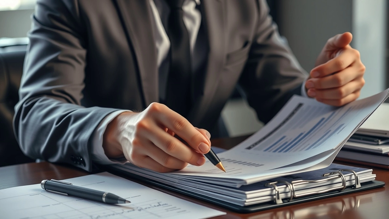 person examine des documents fiscaux sur un bureau