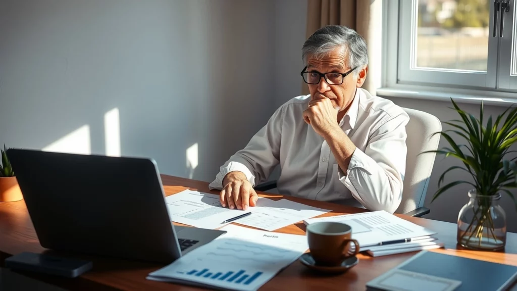 Une personne réajustant son budget mensuel au bureau avec des papiers financiers.