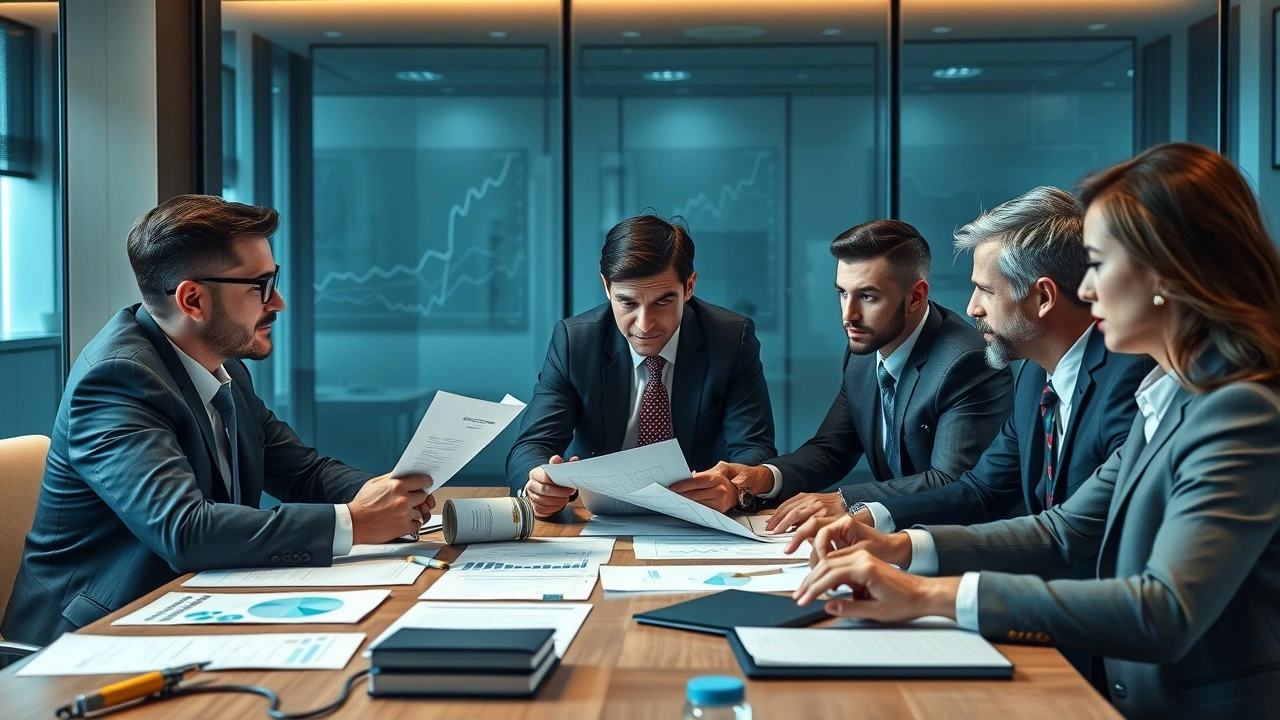 réunion d'entreprise avec des dirigeants discutant de finances