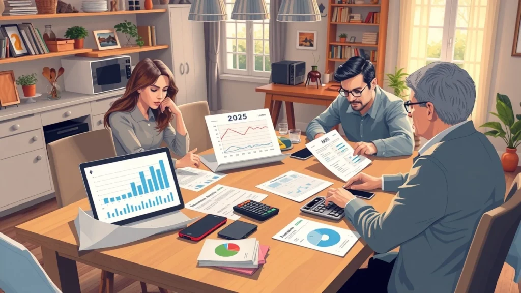 Illustration d'une scène budgétaire familiale moderne en France.