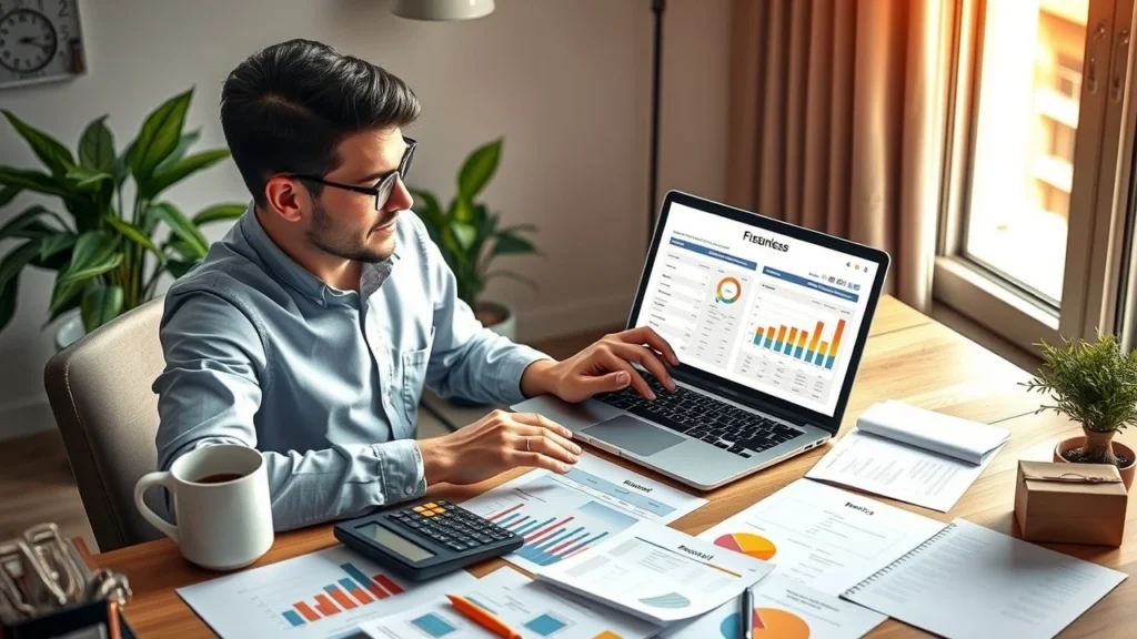 Une personne analysant son budget mensuel à un bureau.