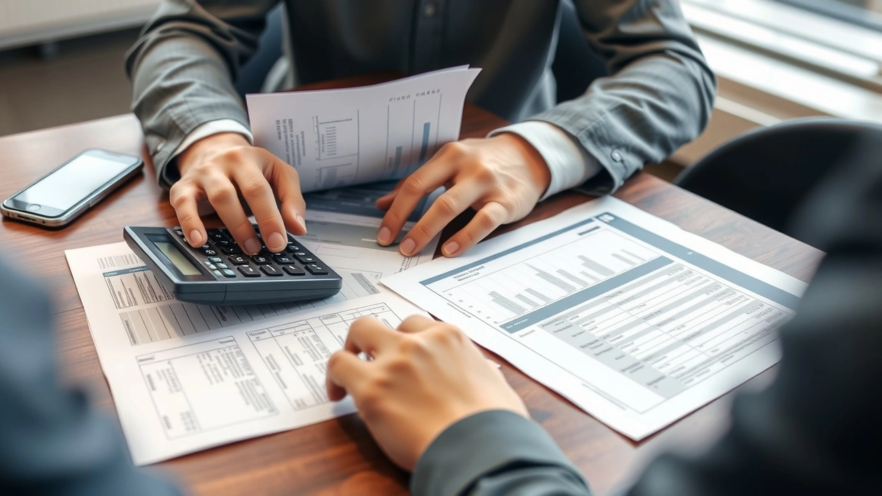 person analysant des documents financiers et des impôts