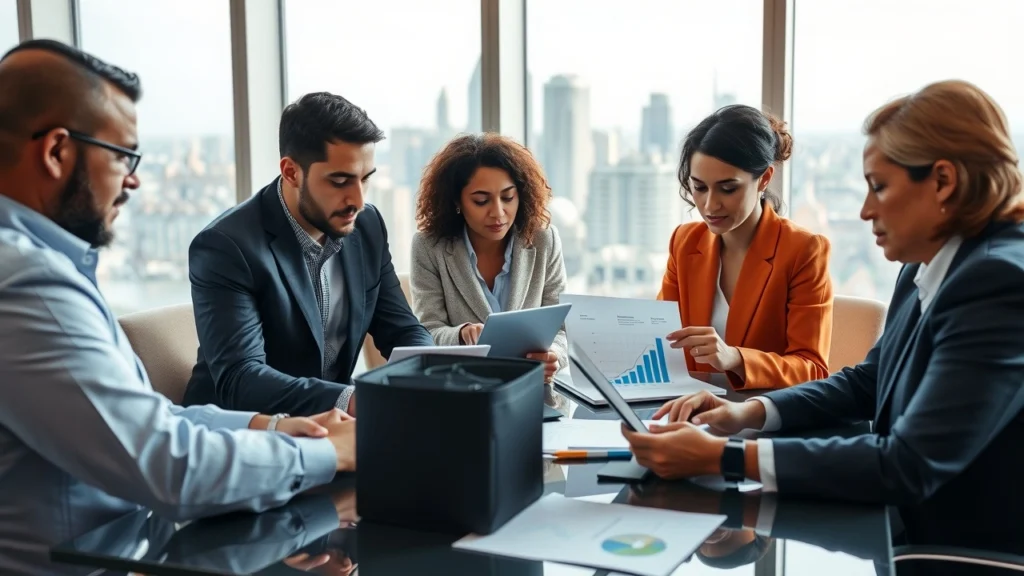 Un environnement professionnel serein avec des experts financiers en réunion stratégique.