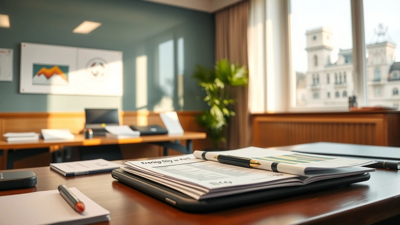 bureau gouvernemental avec documents sur la politique énergétique