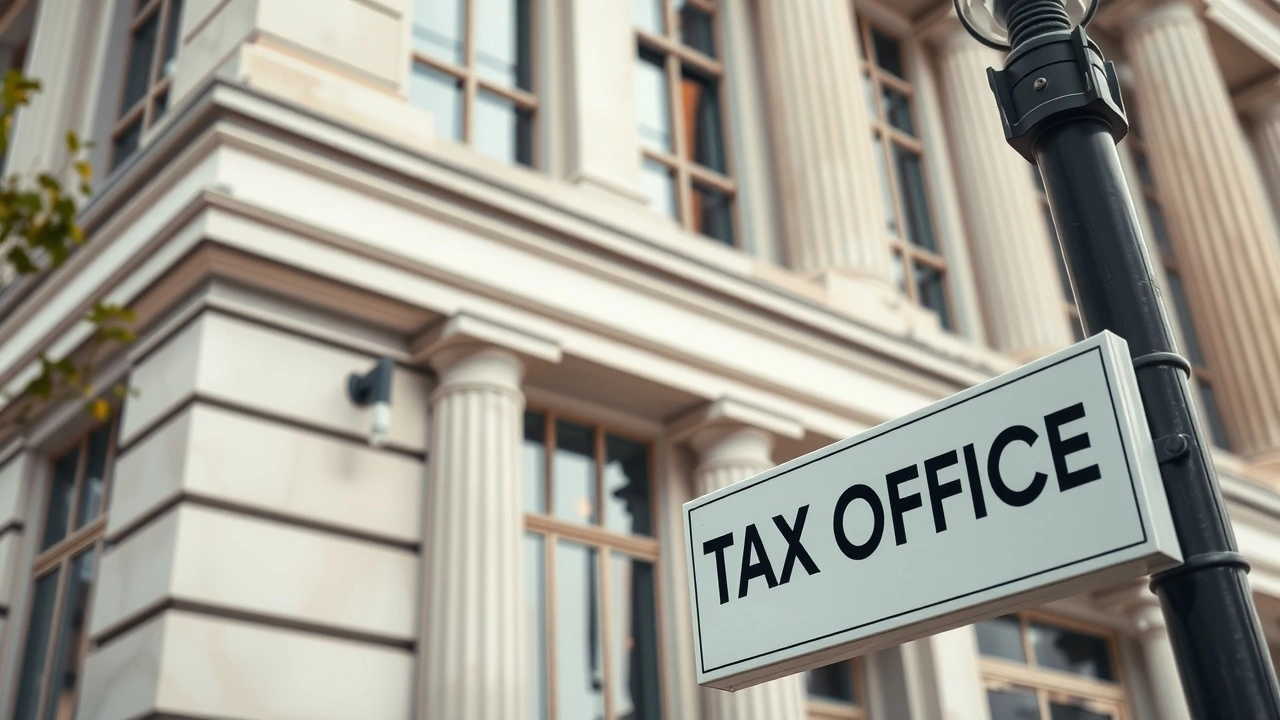 bureau gouvernemental avec panneau du service des impots