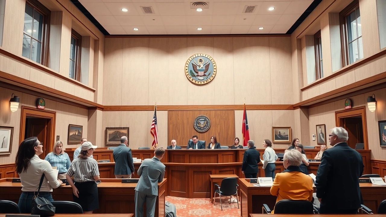 bureau municipal avec personnel interagissant avec des citoyens