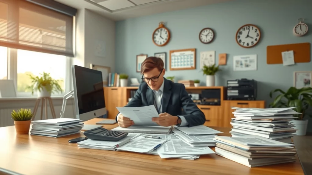 Bureau calme avec documents fiscaux, symbolisant la preparation et la verifications