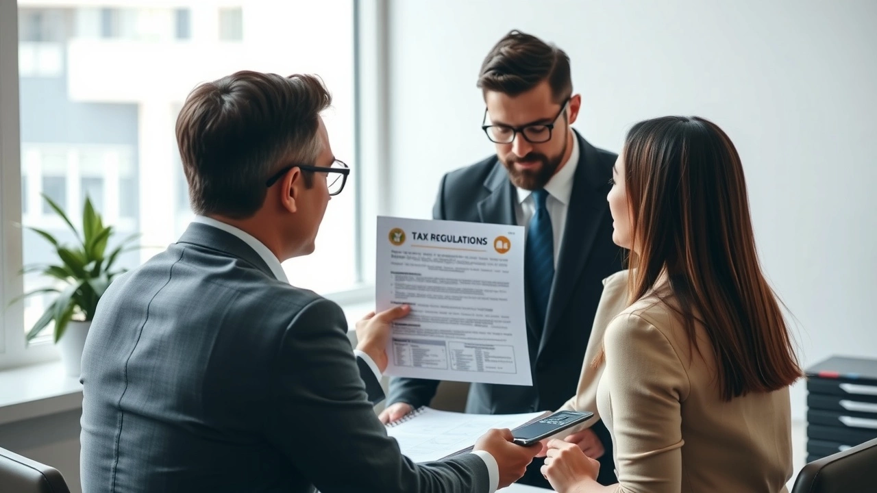 conseiller fiscal discutant des impots avec des clients