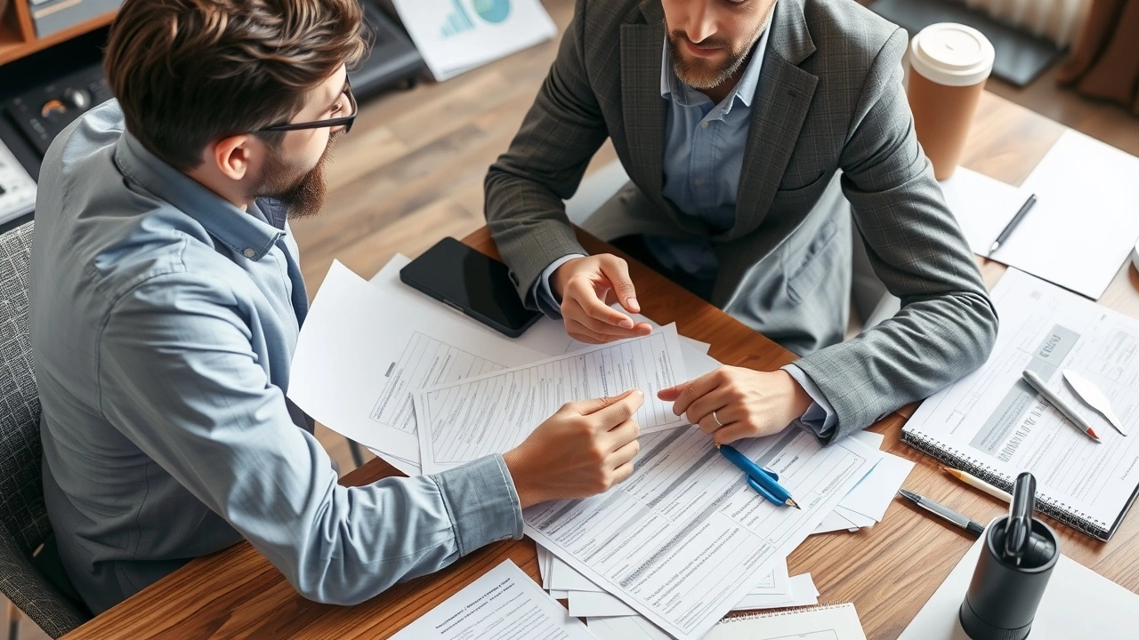 consultant discutant avec un client sur des documents fiscaux