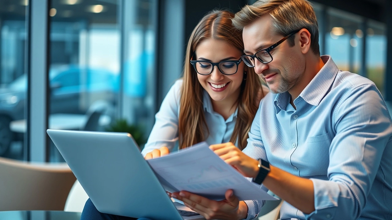 un couple examine des documents financiers sur un ordinateur