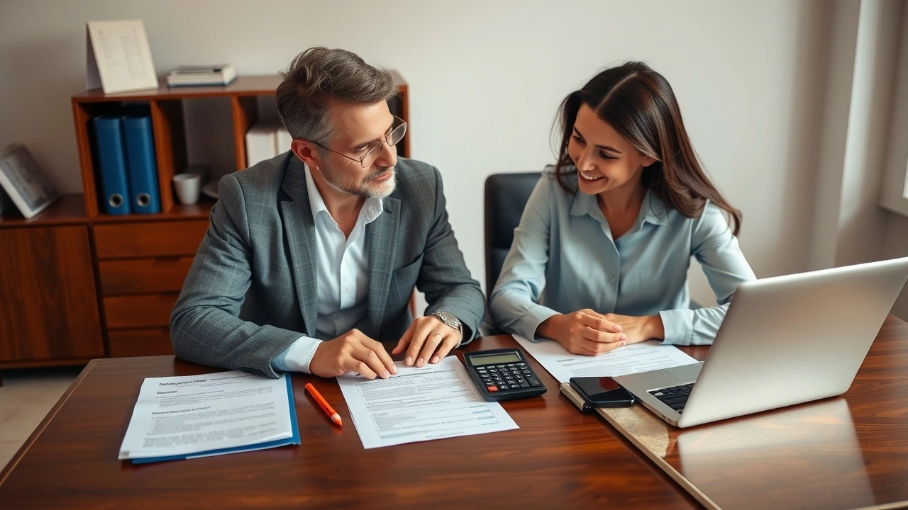 un couple avec des documents fiscaux sur un bureau