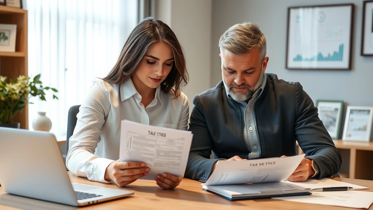 un couple examine des documents fiscaux au bureau