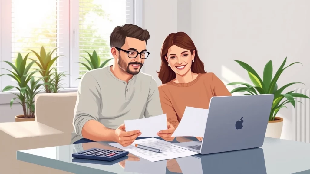 Couple marié discutant des finances avec un ordinateur portable