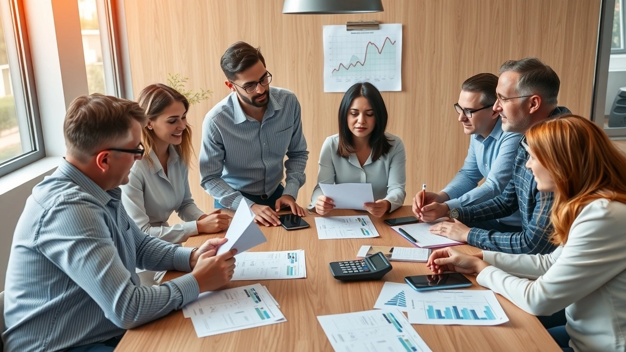 groupe de personnes discutant de finances autour d'une table