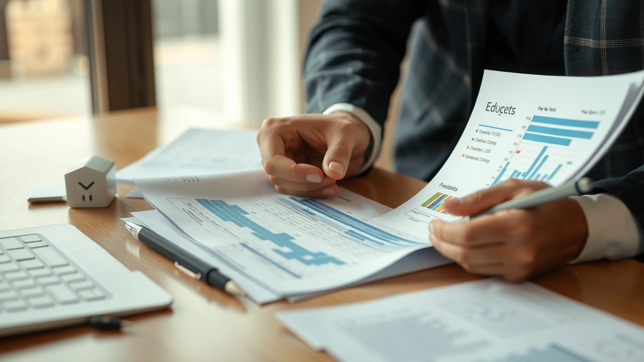 person examinant des documents financiers sur un bureau