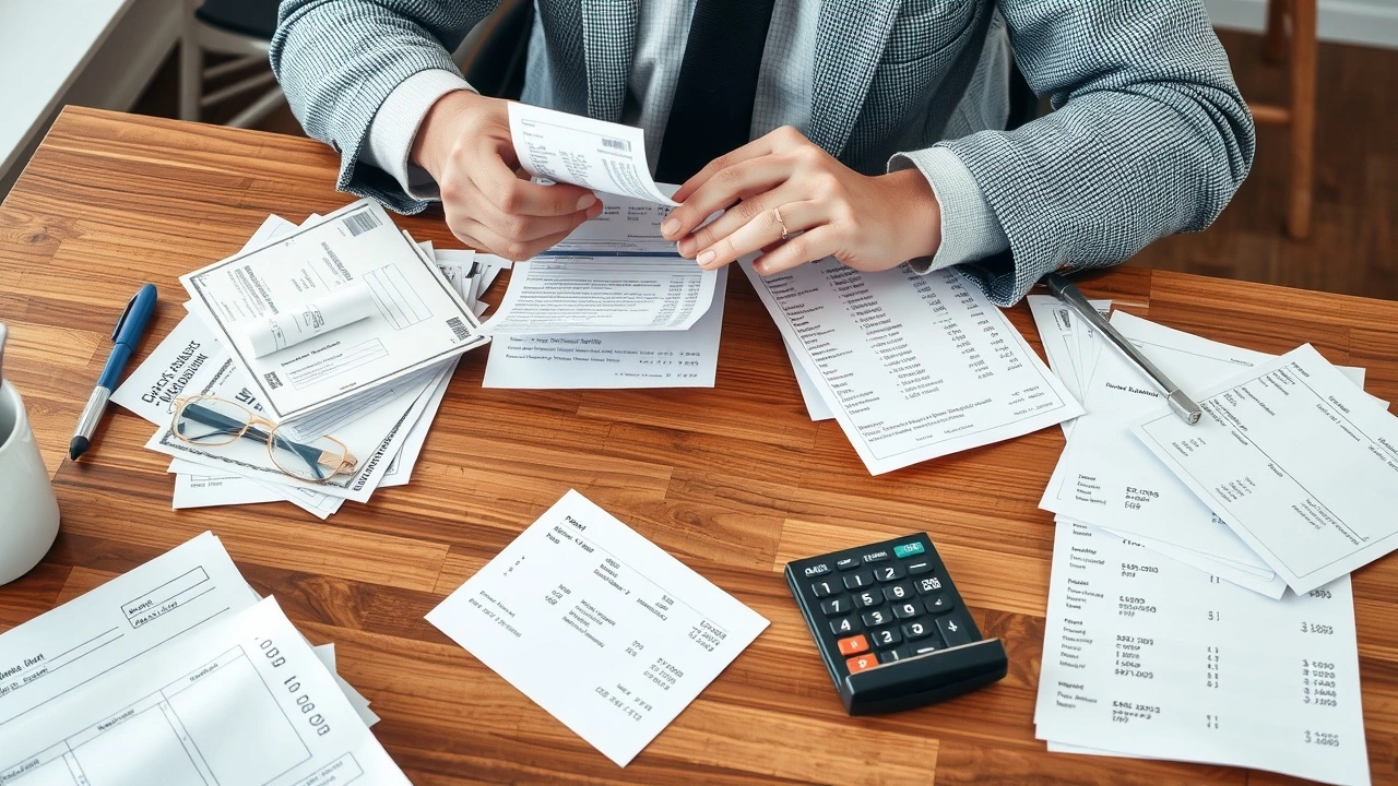 person triant des relevés et des factures