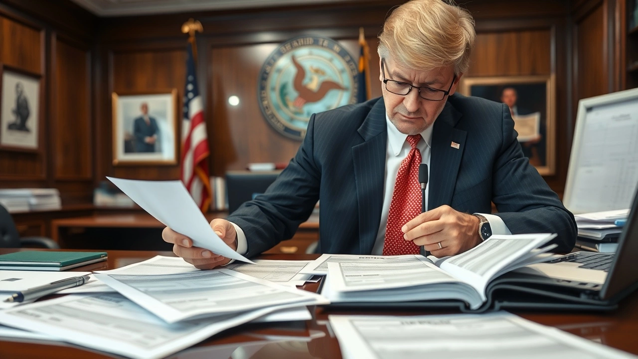 employe examine des documents financiers sur un bureau