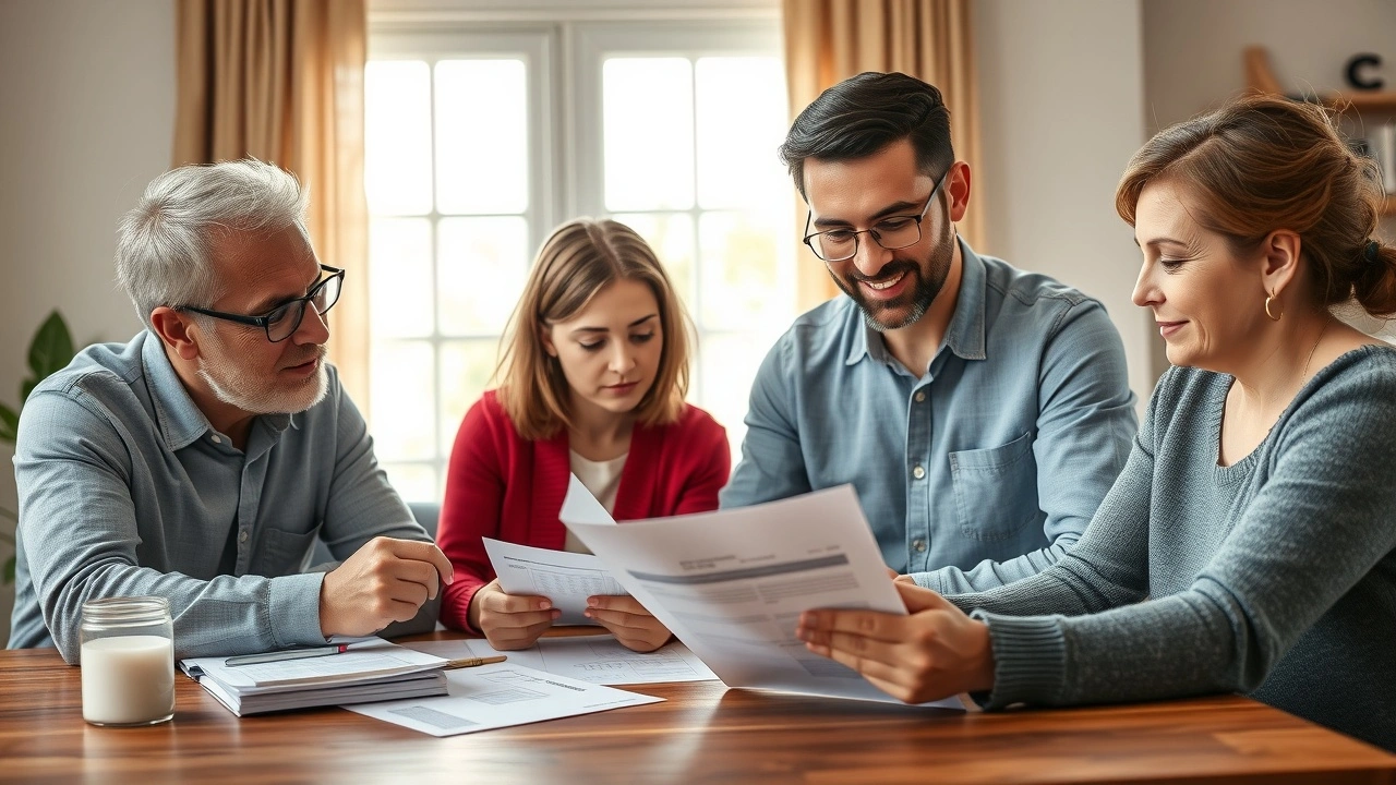 une famille analysant ses plans d'epargne
