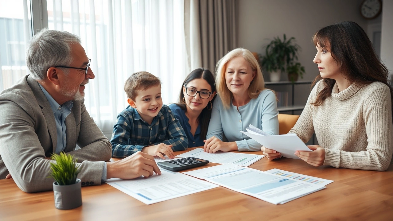 famille discutant des strategies d'epargne sur une table