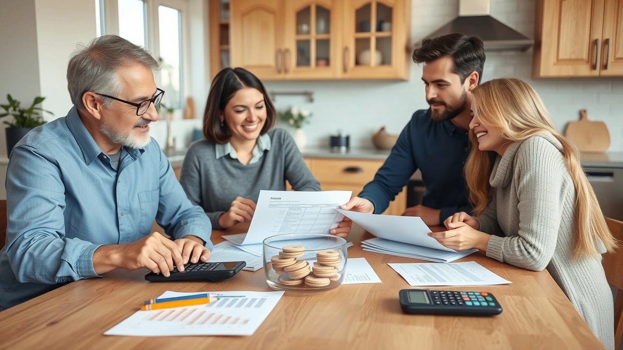 famille discutant d'épargne autour d'une table