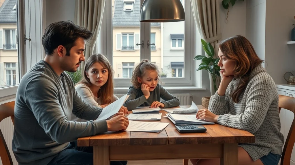 Une famille française discutant de leur budget en septembre 2025, affectée par le rattrapage fiscal.