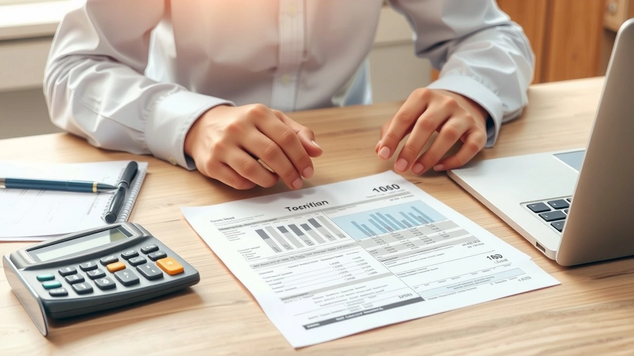 person gérant des flux de trésorerie avec des documents fiscaux