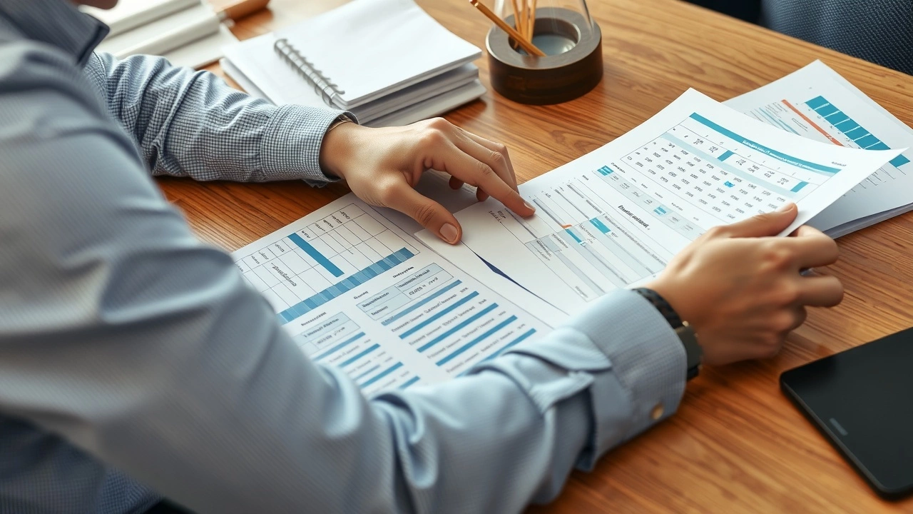 une personne examinant des états financiers et des budgets