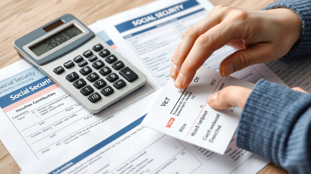 calculette et documents de cotisations sociales