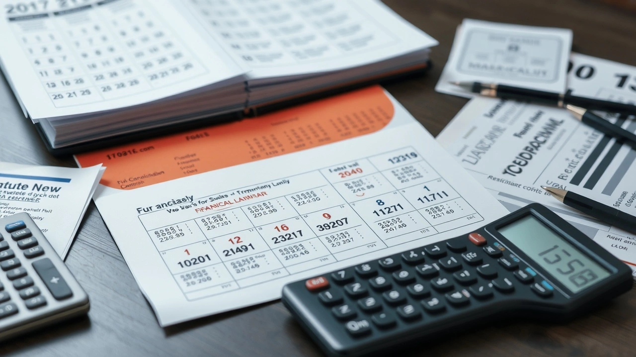 calendrier fiscal avec documents financiers et calculatrice