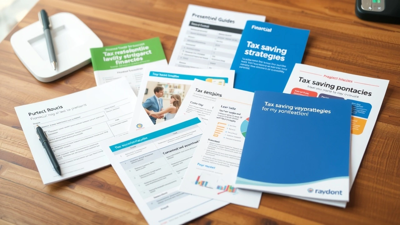 divers documents financiers sur un bureau en bois