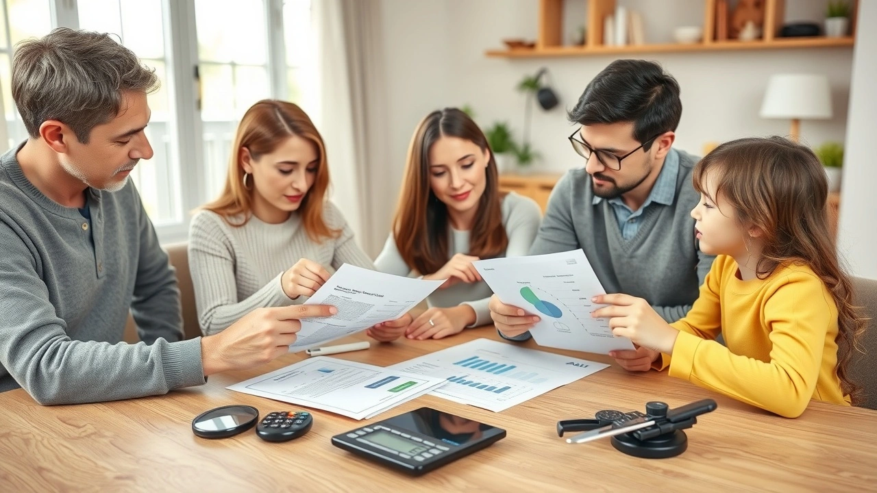 famille discutant de leur budget a la maison