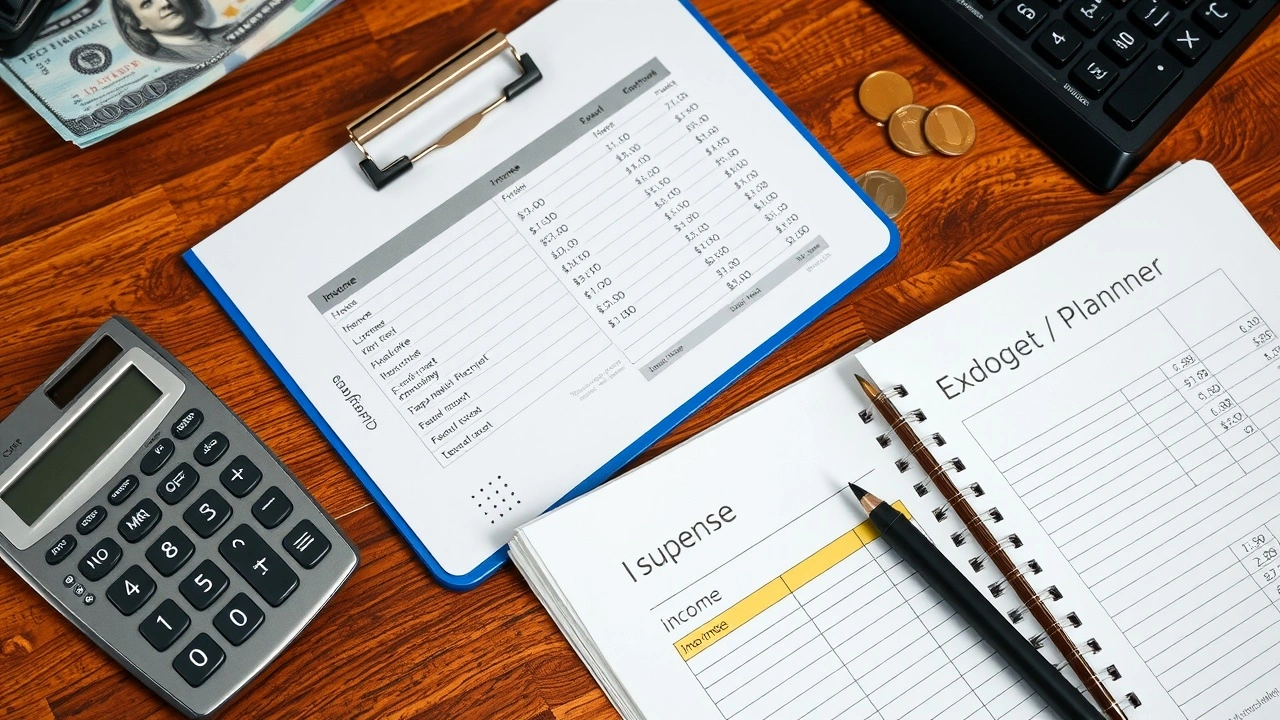 budget planner et calculatrice sur un bureau