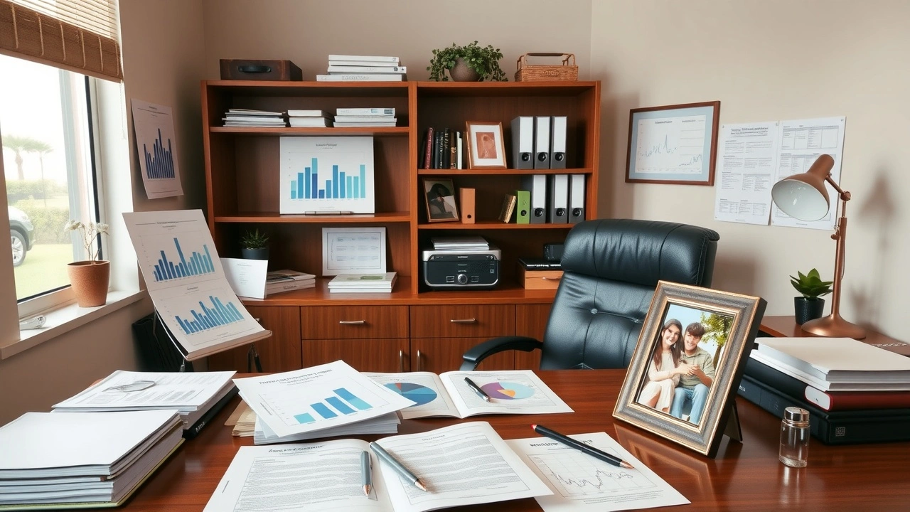 bureau de planification financière avec documents et graphiques