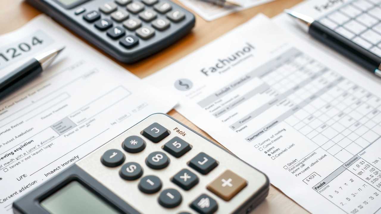 calculatrice et documents fiscaux sur un bureau