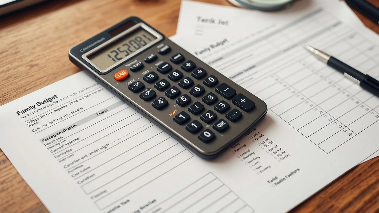 calculatrice formulaires fiscaux et budget familial sur un bureau