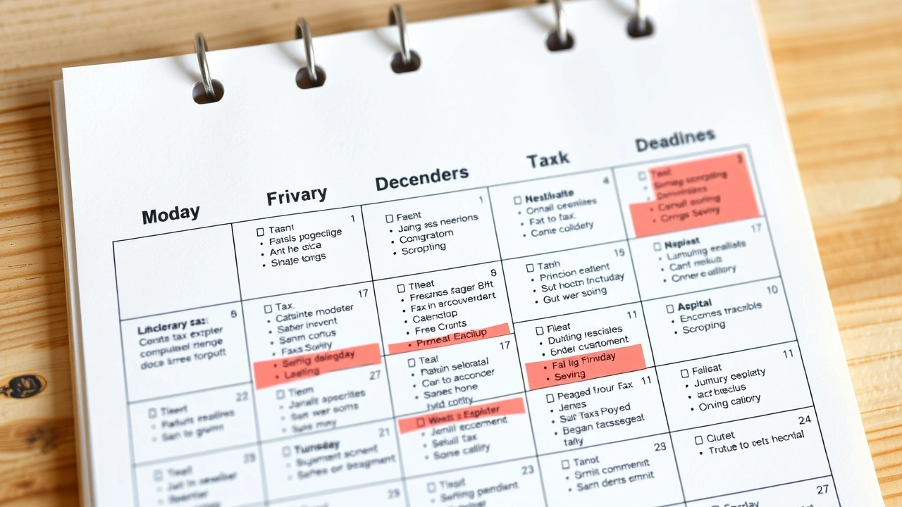 calendrier personnel avec dates fiscales marquées