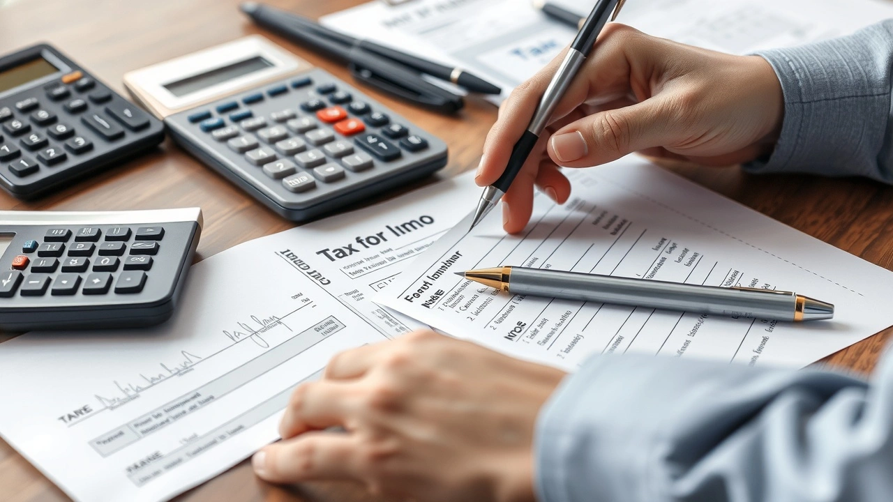 person remplit des formulaires dimpots sur un bureau