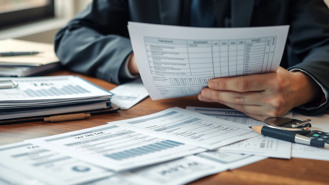 person examinant des documents fiscaux sur un bureau