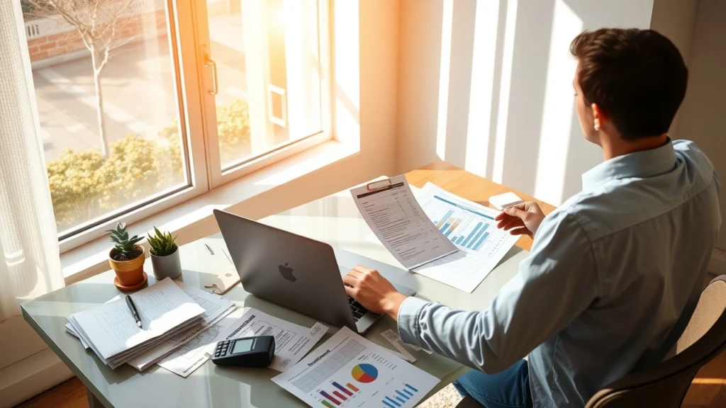 Une personne équilibrant son budget personnel avec des documents financiers.