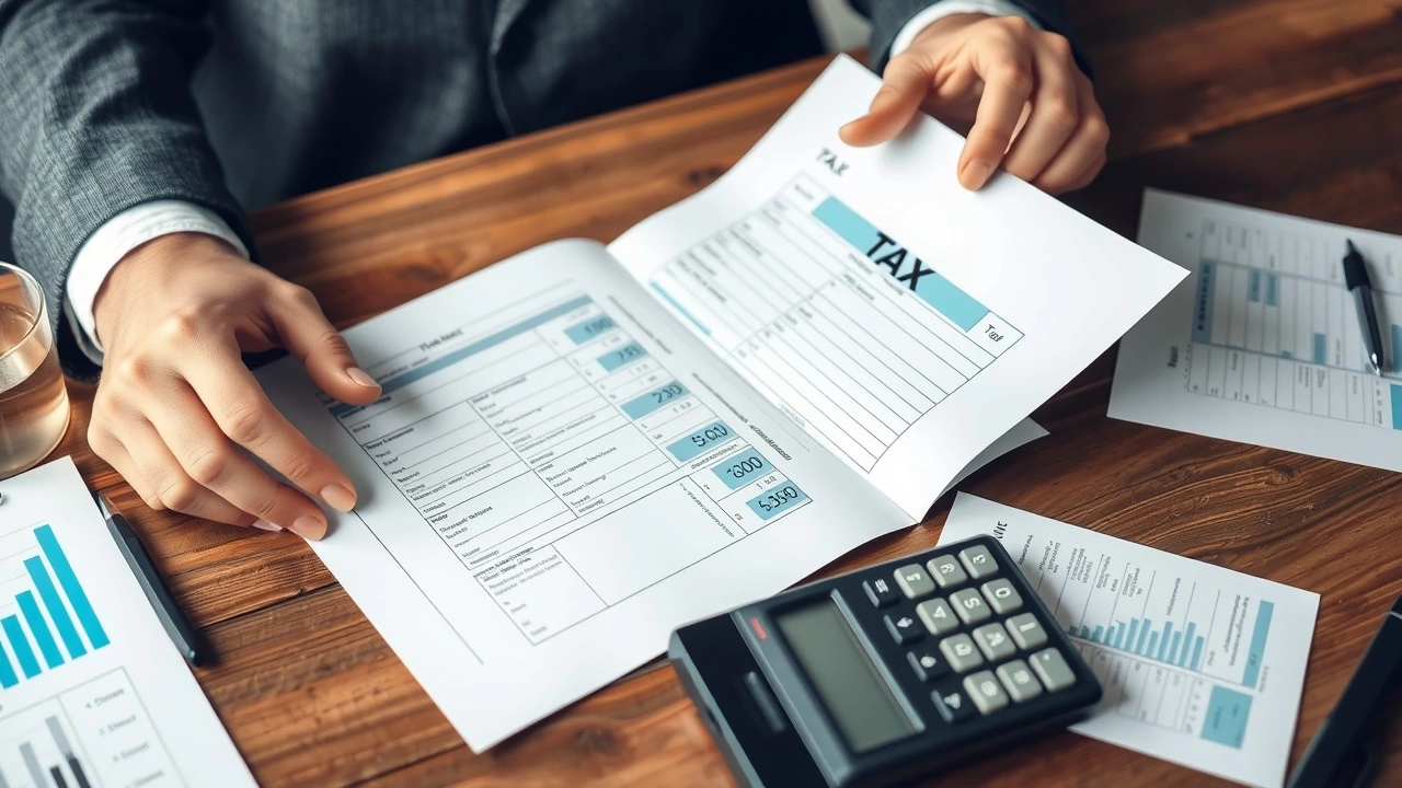 une personne examinant un document fiscal sur une table