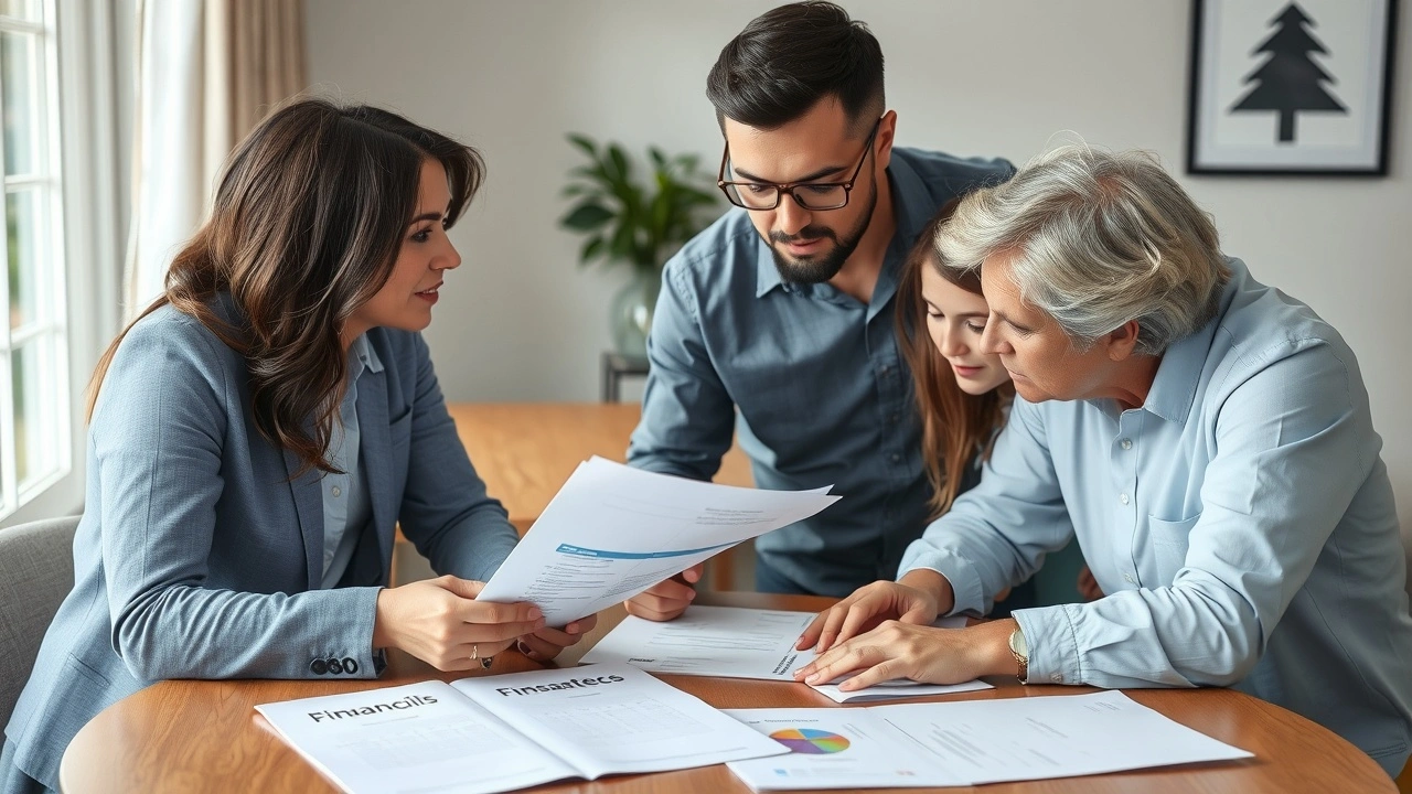 famille discutant de documents financiers