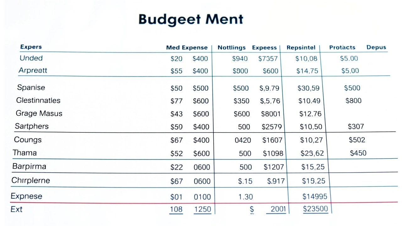 feuille de budget équilibrée avec catégories de dépenses détaillées