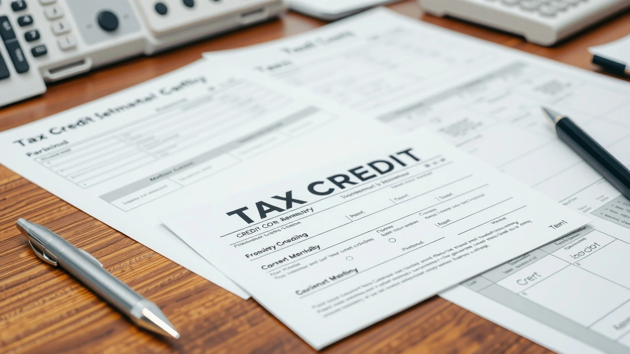 formulaires de crédits d'impôt sur un bureau