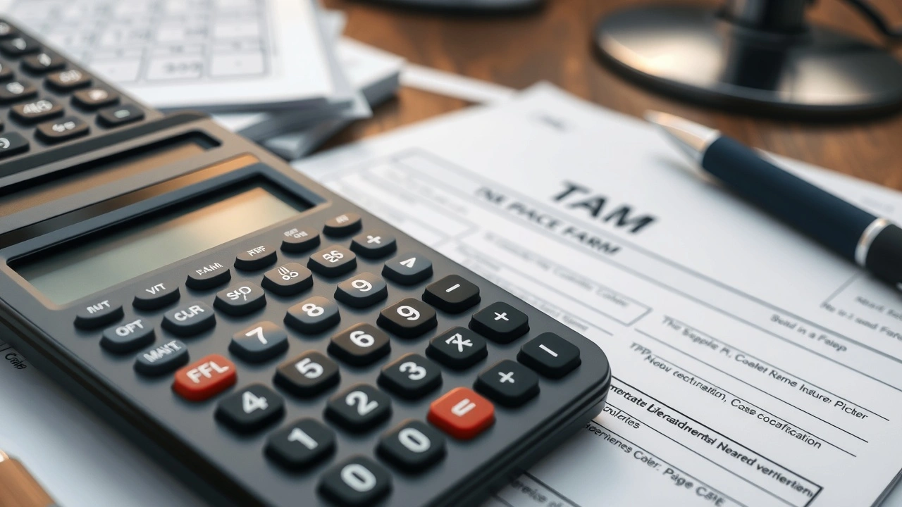 formulaires fiscaux et calculatrice sur un bureau