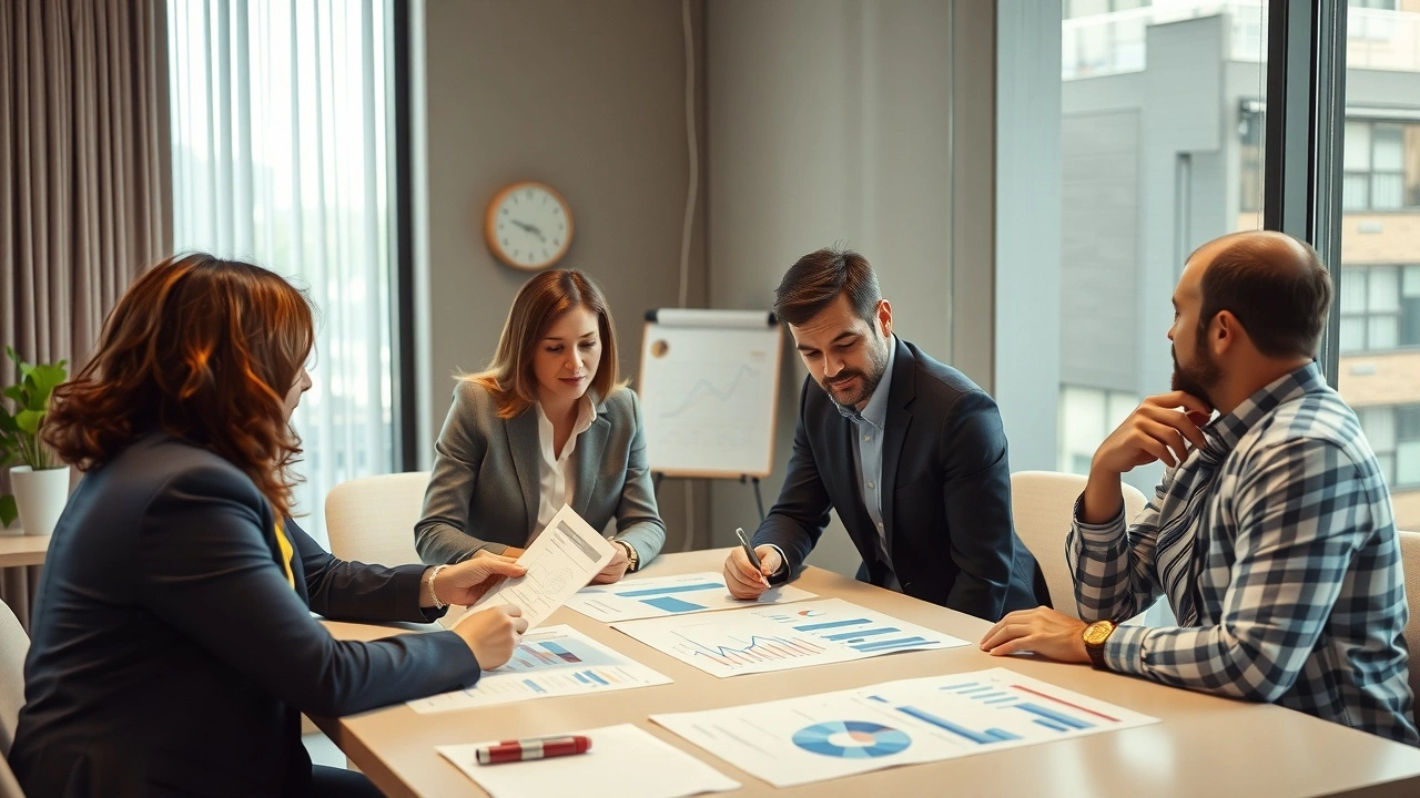 groupe de personnes discutant de plans financiers