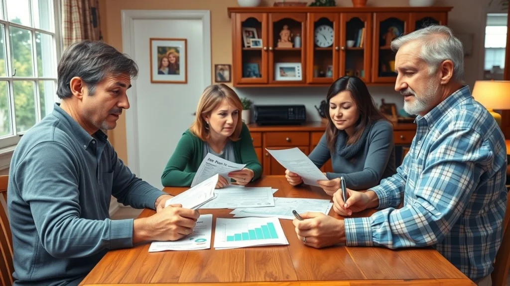 Une famille discutant de leur budget et de l'impact des impôts locaux.